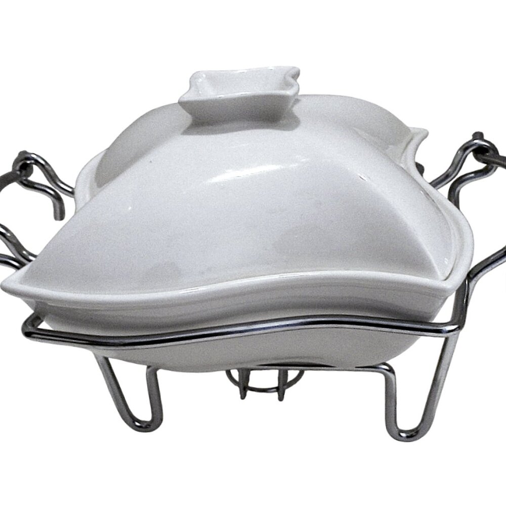 Godinger Siena 1‑Quart Covered Serving Dish with Warmer, Small Casserole Dish